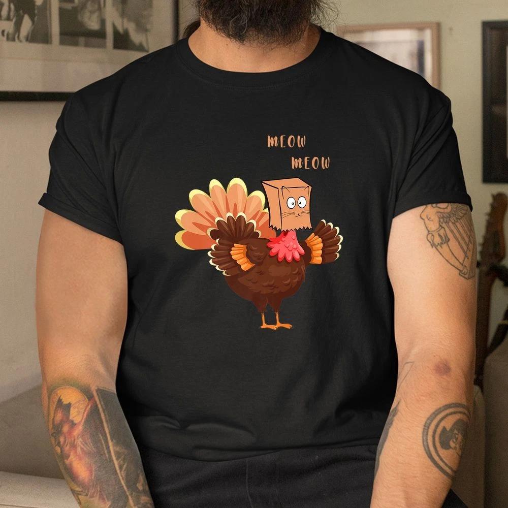 Turkey Hiding As Cat Happy Thanksgiving Shirt XXL