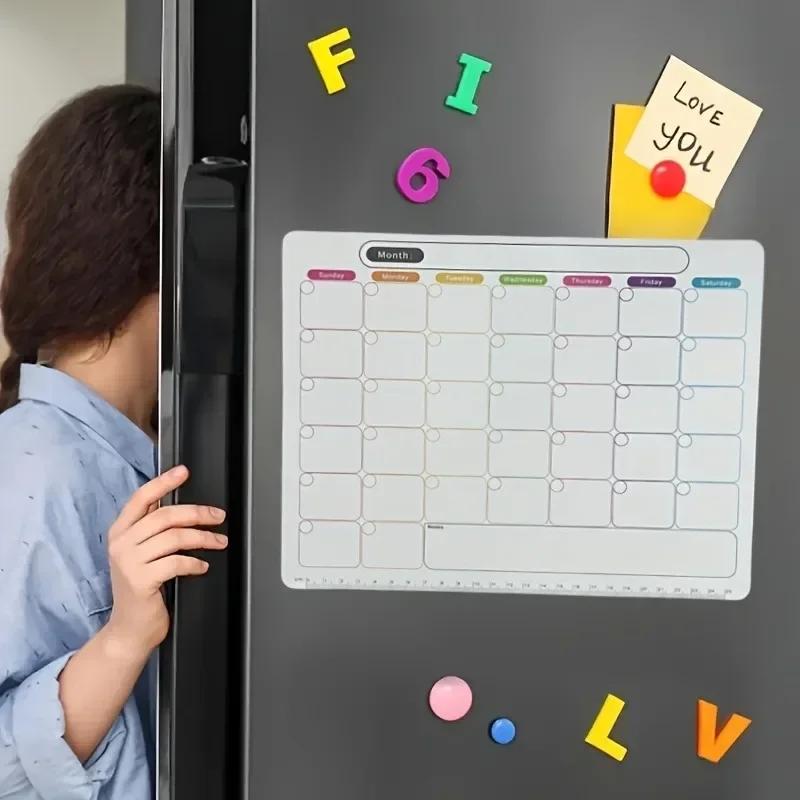 Magnet de Frigider ,Planificator Lunar și Săptămânal, Autocolant Calendar Magnetic, Tablă Moale pentru Mesaje