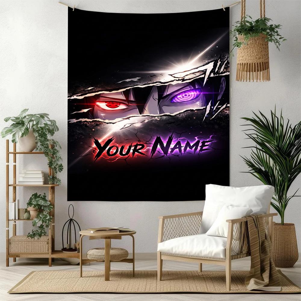 Naruto Character Customize Your Name Tapestry Customizable Wall Tapestry Smooth Polyester Suitable for Studio Apartment Multi-purpose for All Occasion