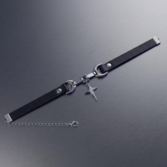 Choker Punk Étoilé Style Sombre Collier Ras-du-cou en Fausse Cuir Noir pour Amateurs Gothiques Femmes Festivals de Musique Fêtes Thématiques