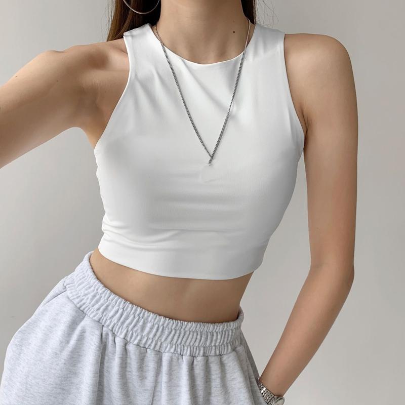 Sexy Casual Women Short Vest Sling Navel Camis Summer Tank Tops Solid Bottoming Crop Tops 2024 New Ladies Shirt Double Vests 0316-4