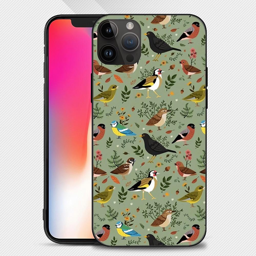 Garden Birds Phone Case Iphone15 14 13 12 11 Pro Max Mini X 7 8 Soft Case
