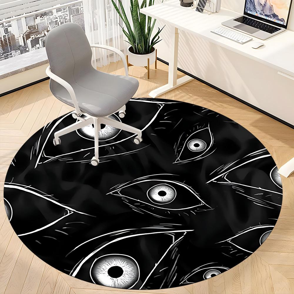 1pc Eyes Pattern Office Round Area Rug,  Mat Suitable For Office, Under Office Chairs Bedroom Living Room Home Decor, Room Deco