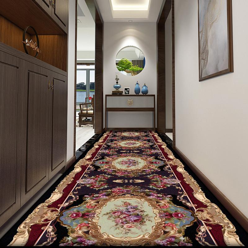 European Style Long Corridor Carpet Living Room Decoration Hallway Runner Rug Persian Style Easy Clean Non-slip Stair Custom mat