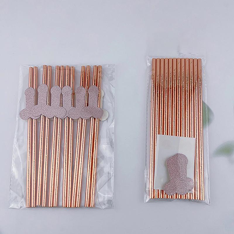 10Pcs Team Bride Rose Gold Straw For Wedding Decoration Drinking Paper Straws Tableware Bachelor Party Bridal Decor