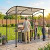 2.2 X 1.5 M BBQ Grill Gazebo Tent, Garden Grill with Metal Frame, Curved Canopy and 10 Hooks, Outdoor Sun Shade, Beige