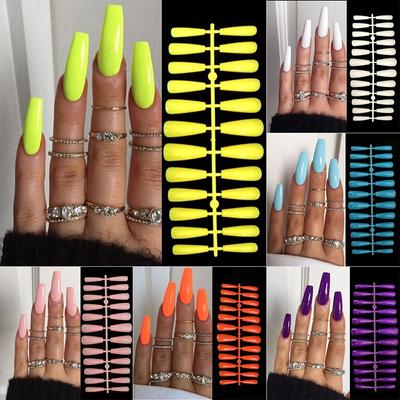24Pcs/Set Acrylic Extension Full Cover Coffin Fake Nail False Nails Ballerina Nail Nail Tips
