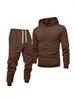 Men's Autumn Casual Hooded Sweatshirt & Solid Color Sweatpants Set