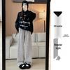 Relaxed Women's Chenille Fleece Striped Wide-Leg Pants for Autumn/Winter