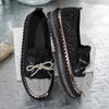 Fashion 35-44 Thick Bottom Rhinestone Bow Mary Jane Shoes Women Flat Shallow Mouth Comfort Casual Shoes Zapatillas De Mujer Loafers 2025