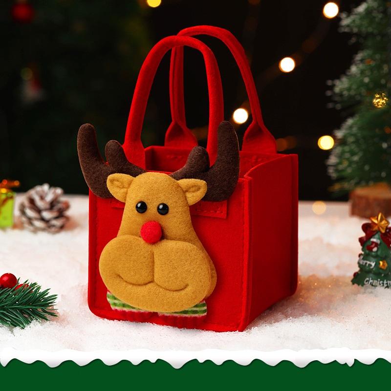 New Christmas Gift Bag Creative Felt Cloth Children Candy Gift Bag Christmas Eve Handheld Portable Apple Bag with Christmas Tree