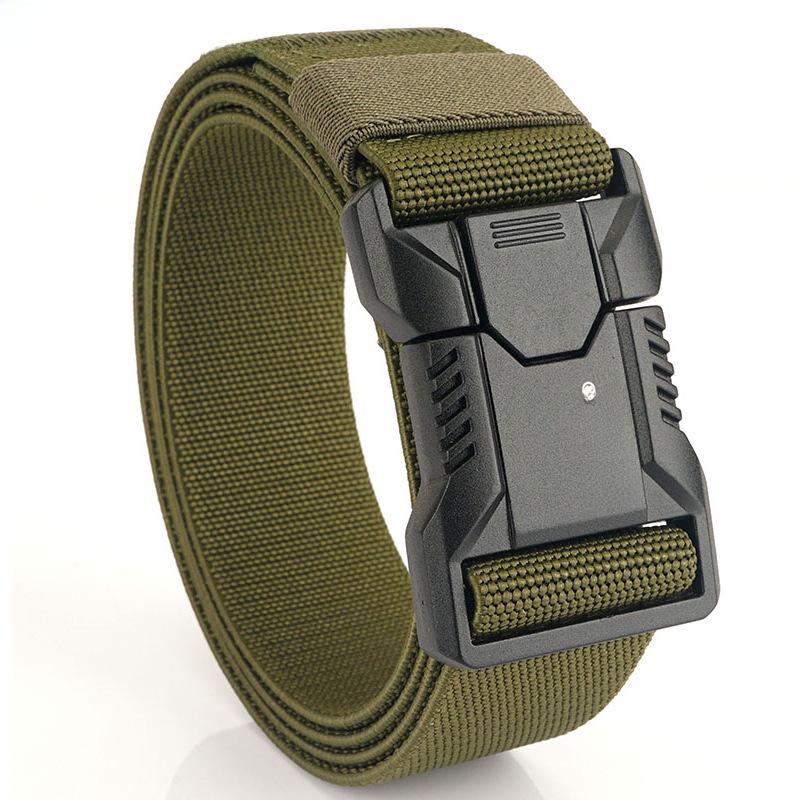 Men's Tactical Nylon & Leather Belt with Elastic Waistband - Customizable Logo