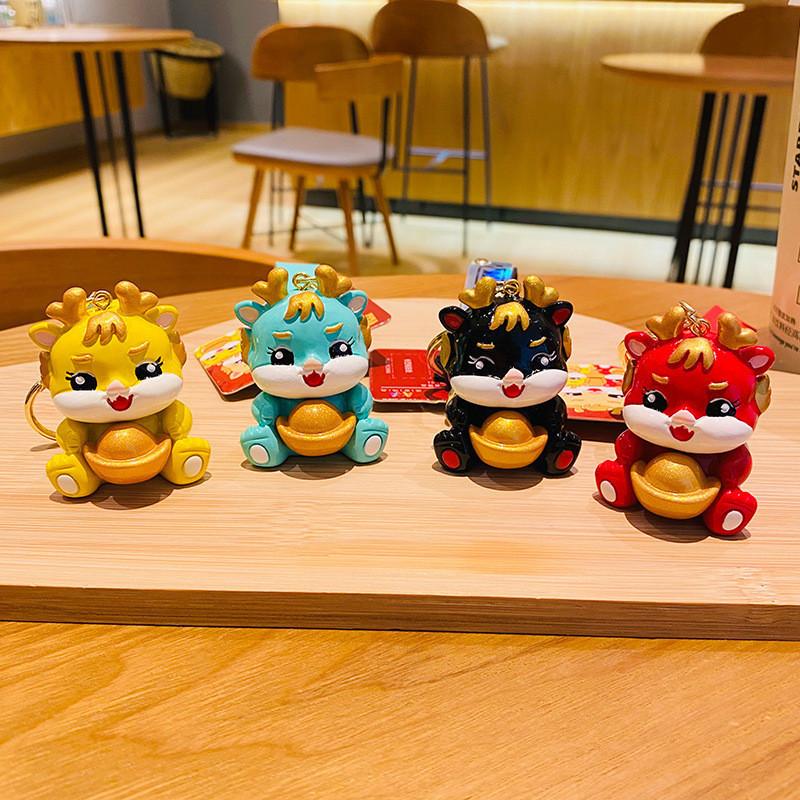 Resin Attractive Dragon Keychain Charming Cartoon Style Perfect Accessory For Keys Bags And