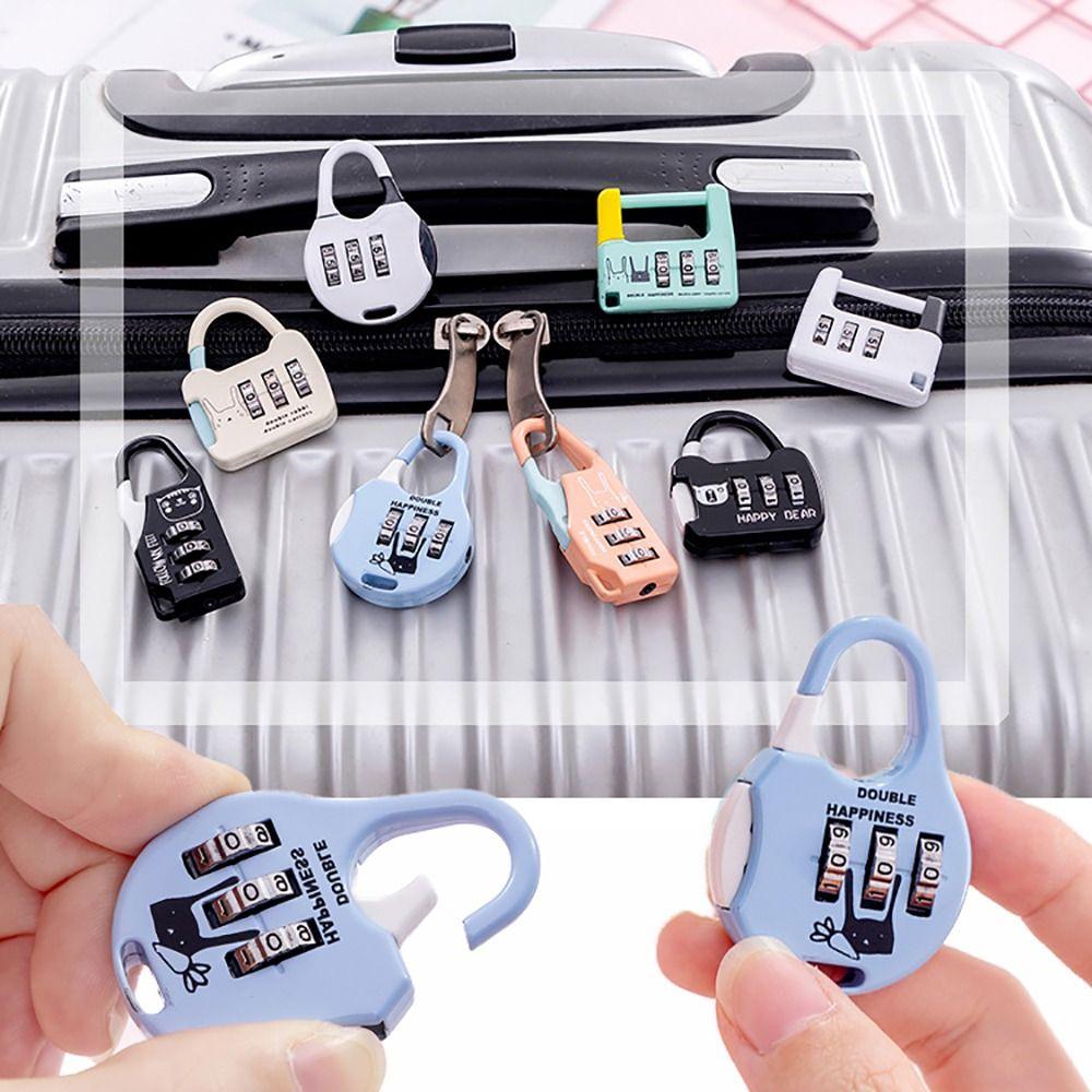 

3-digit Number Password Lock Cartoon Pattern Cabinet Lock Portable Luggage Padlock