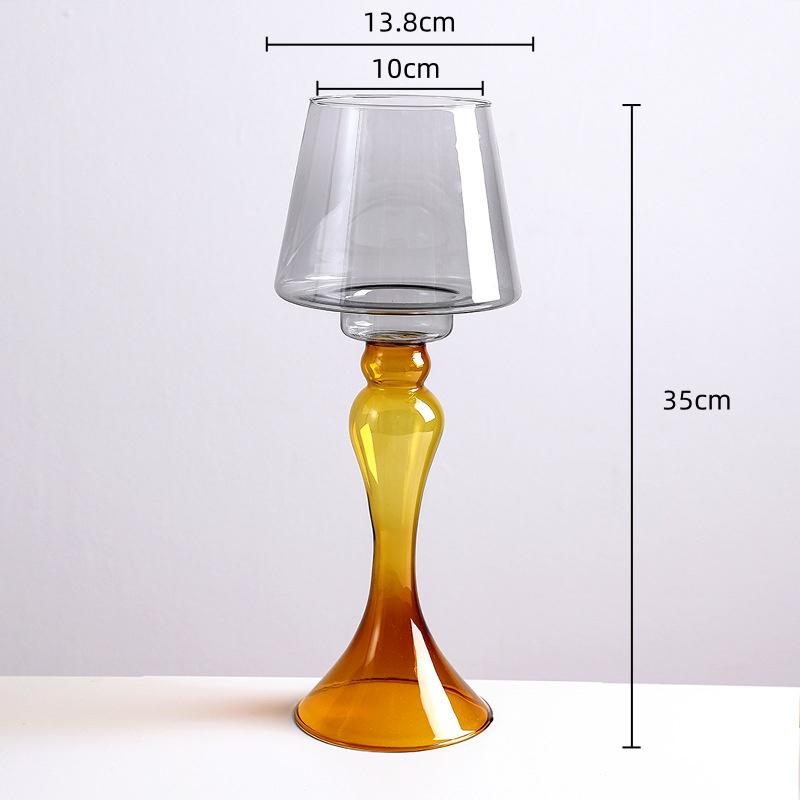 Glass Vase Geometric Tall Flowerpot Candlestick Candle Holder Flower Arrangement Accessories Terrarium Home Decoration