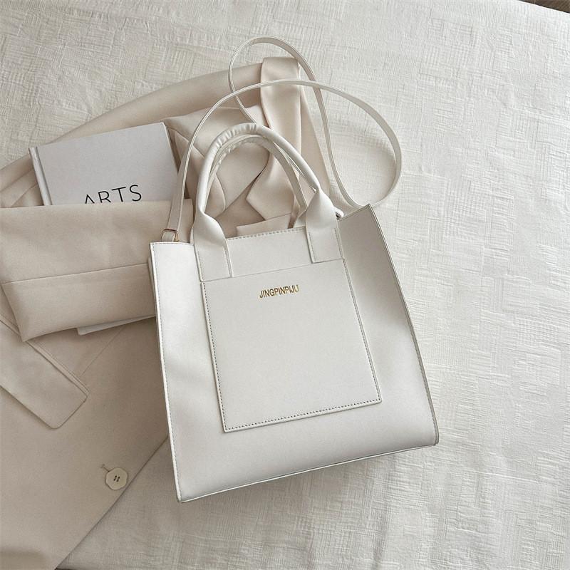 

Stylish Large Capacity Casual 2024 New Simple Solid Color Tote Bag For Work And Everyday Use белый