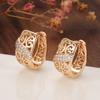 Luxury Natural Zircon Stud Earrings Beautiful Hollow Flowers Wedding Earrings For Women  Rose Gold Ethnic Bride Jewelry