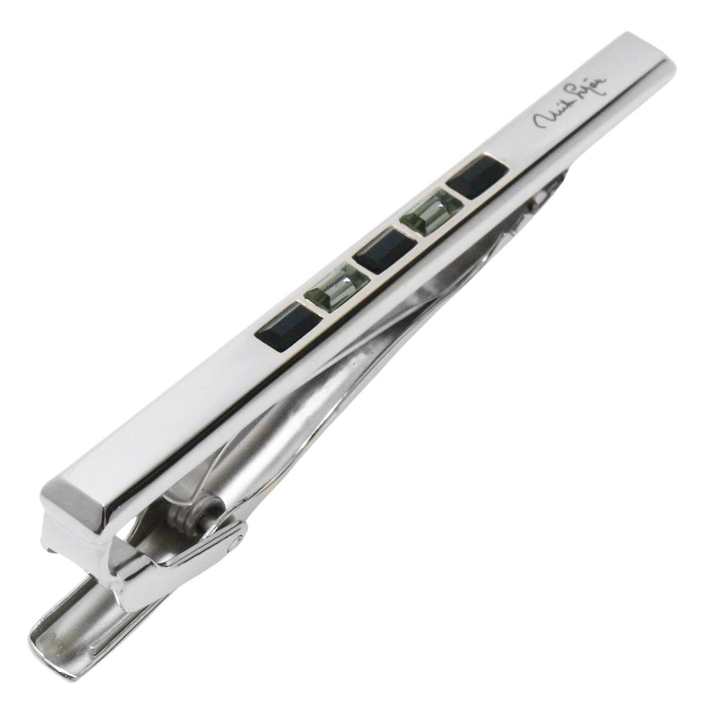 Mila schon Black Striped Crystal Glass Tie Pin Tie Bar Mst8391