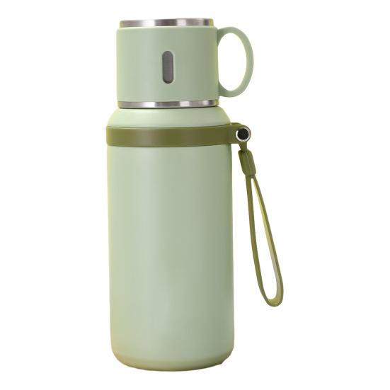 Cup 316 Stainless Steel Vacuum Insulated Bottle with Leakproof Lid And Portable Handle 2-in-1 Drinking Cup Wide Mouth for Hot Cold Drinks