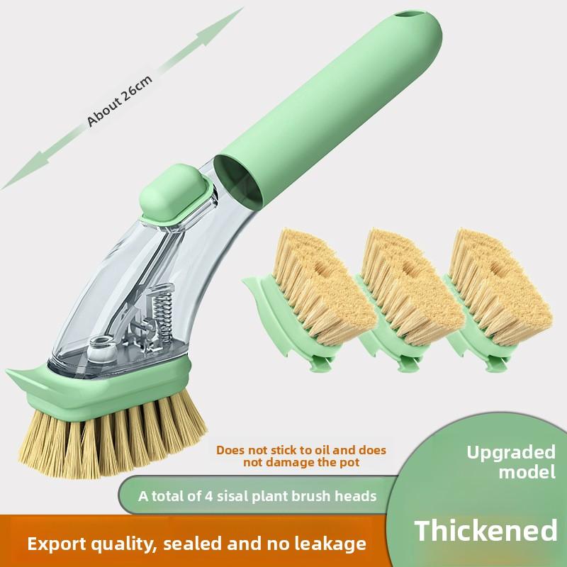 Long handle Sisal Kitchen Pot Cleaning Brush, Plastic, Non scratch