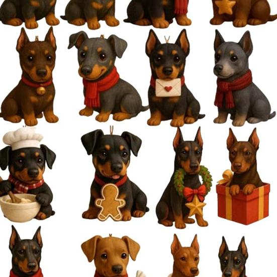 Doberman Guardian Wonderland Advent Calendar 2025 24-Day Countdown Box Acrylic Mini Dog Themed Ornaments Holiday Decoration Gift for Dog Lovers