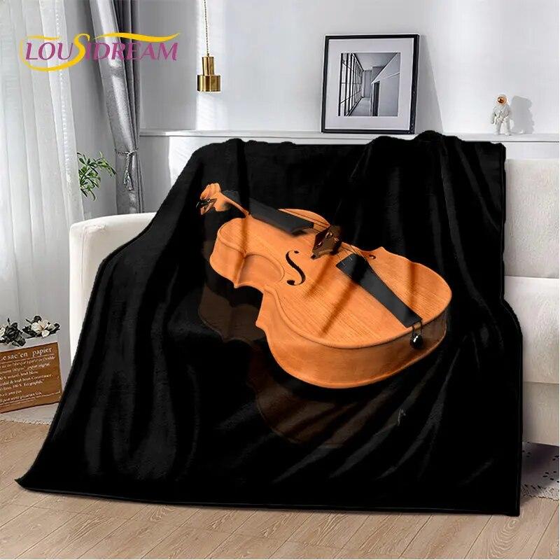 Classical Violin Instrument Music Soft Plush Blanket,Flannel Blanket Throw Blanket for Living Room Bedroom Bed Sofa Picnic Cover
