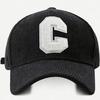 2024 Men's Autumn/Winter Corduroy Patchwork Baseball Cap with C Logo, Korean Style