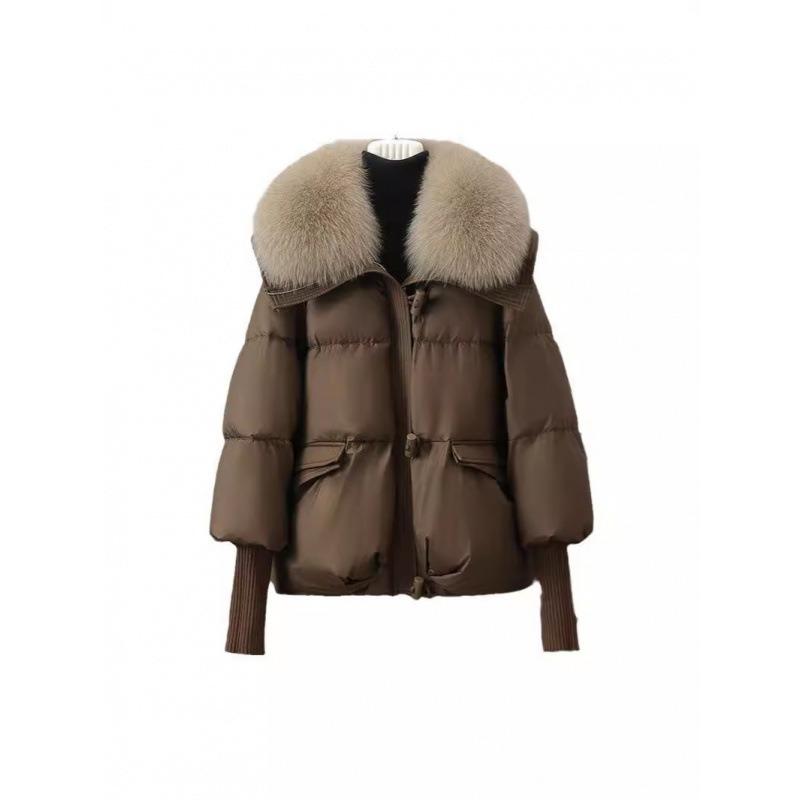 Winter new down cotton-padded clothes women's short loose cotton-padded clothes women's large fur collar thickened cotton-padded jacket