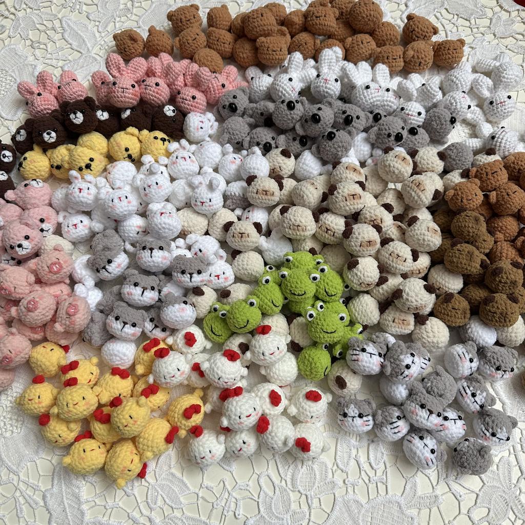 3cm Ručně dopletený Mini Zvířátko Pletený Králík Kuřata Kočka Pes Klíčenka Přívěsek Dárek pro kamarádku a nejlepší kamarádku pro Ženy Dívky