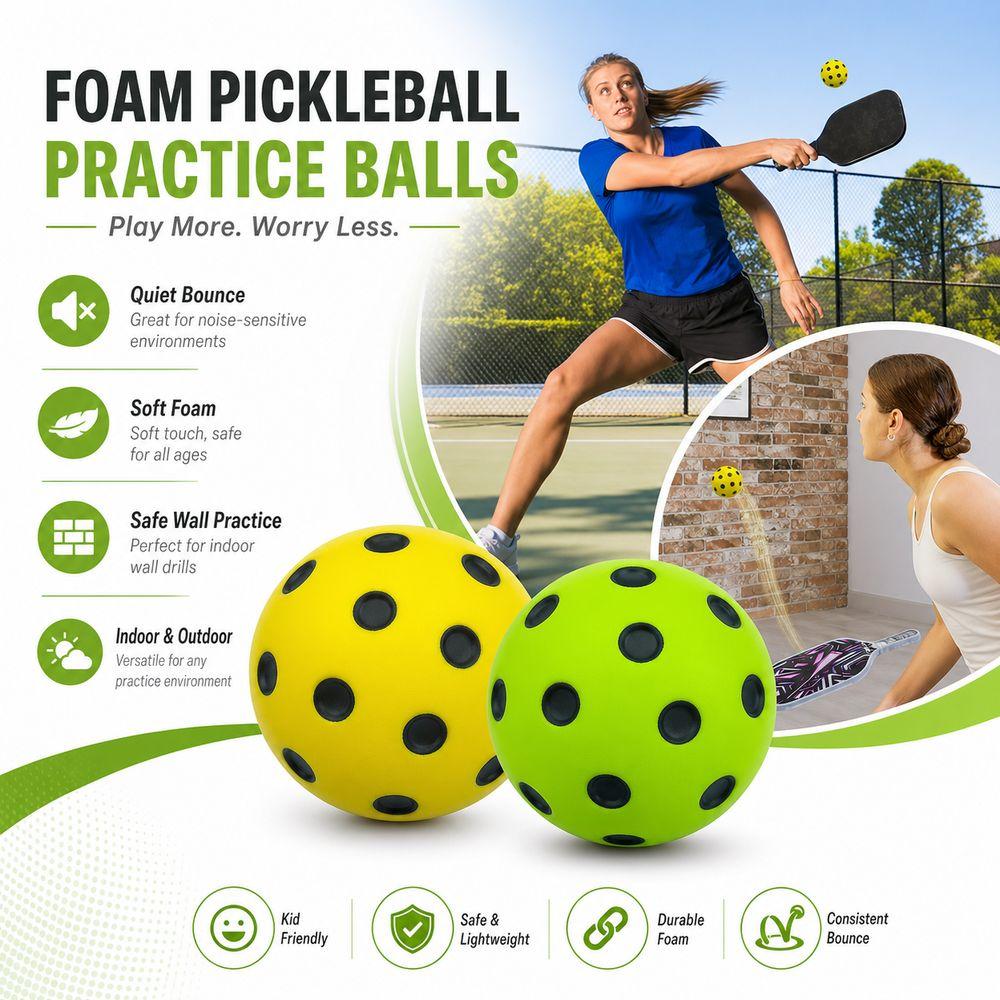 PU Foam Pickleball Training Balls High Bounce Quiet Pickleball Balls for Pickleball Training