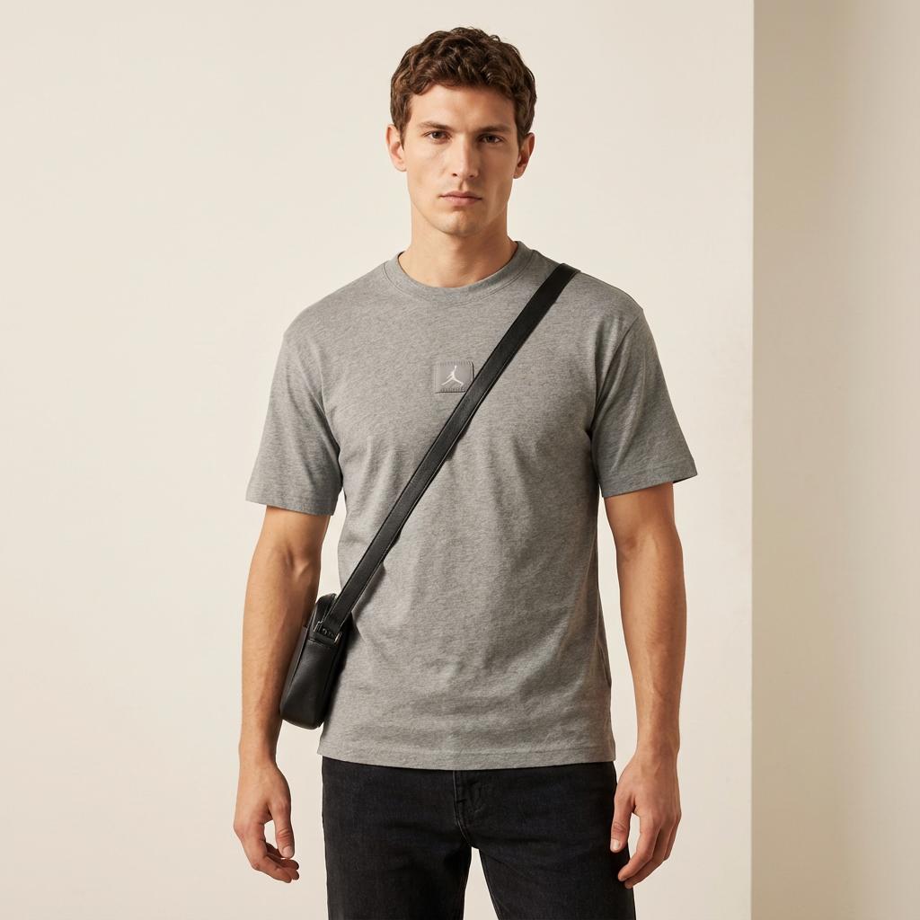 Jordan Vienspalviai kasdieniai marškinėliai apvalia iškirpte ir trumpomis rankovėmis vyrams, pilki FZ1913091
