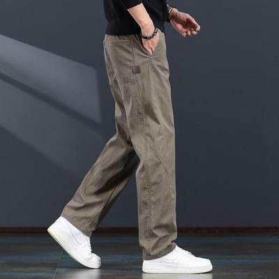 JieLeNuo Męskie Luźne Proste Spodnie Biznesowe Casual