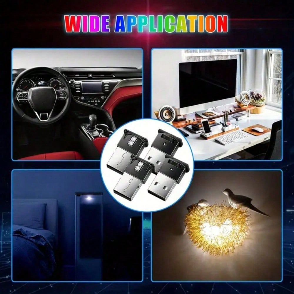 Mini USB LED Interior Car Atmosphere Lamp – RGB Emergency & Decorative Night Light, Plug-and-Play for Auto Ambiance
