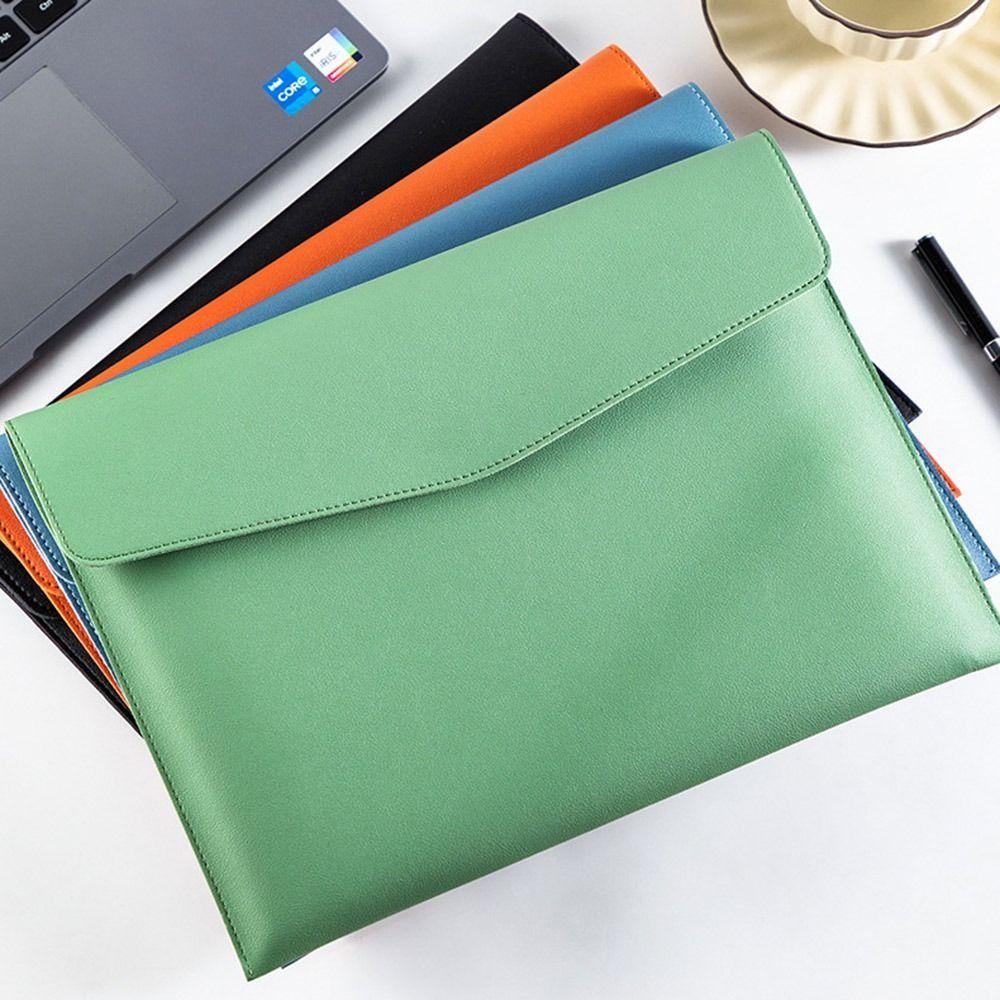Large Capacity Leather Document Pouch Leather File Bag Stationery Dustproof Leather File Folder