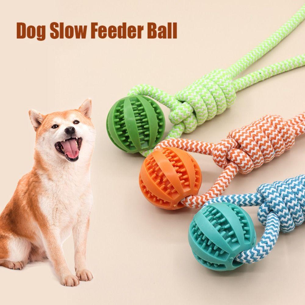 Bite-resistant Dog Slow Feeder Ball Pet Tooth Cleaning Dog Chewing Toys Fun Rope Knot Dog Toys  Cat
