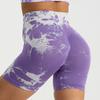 Strictly selected European and American new fitness pants, high waist three-point shorts, hip lift sports tie-dye yoga pants wholesale