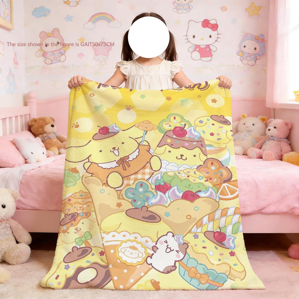 P-PomPom Purin Niedliche Cartoon-Decke für Weiche Überwurfdecke für Picknick Bett Sofa Zuhause Schlafzimmer Gemütlich Warm Bequem