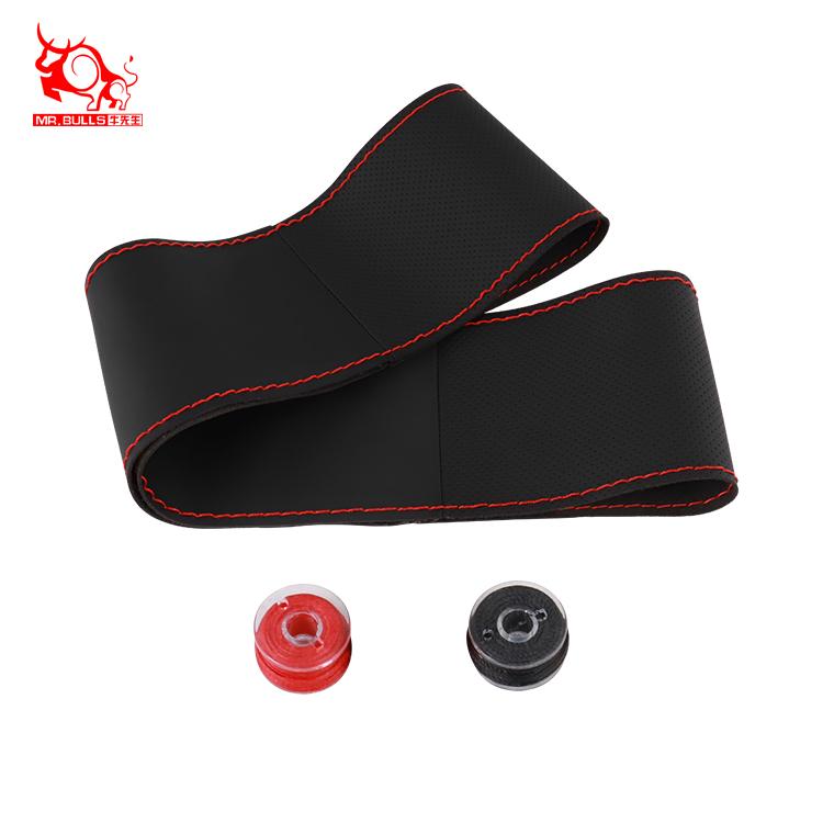 Gloss Universal Hand Sewn Artificial Black Leather Car Steering Wheel Covers for toyota for honda