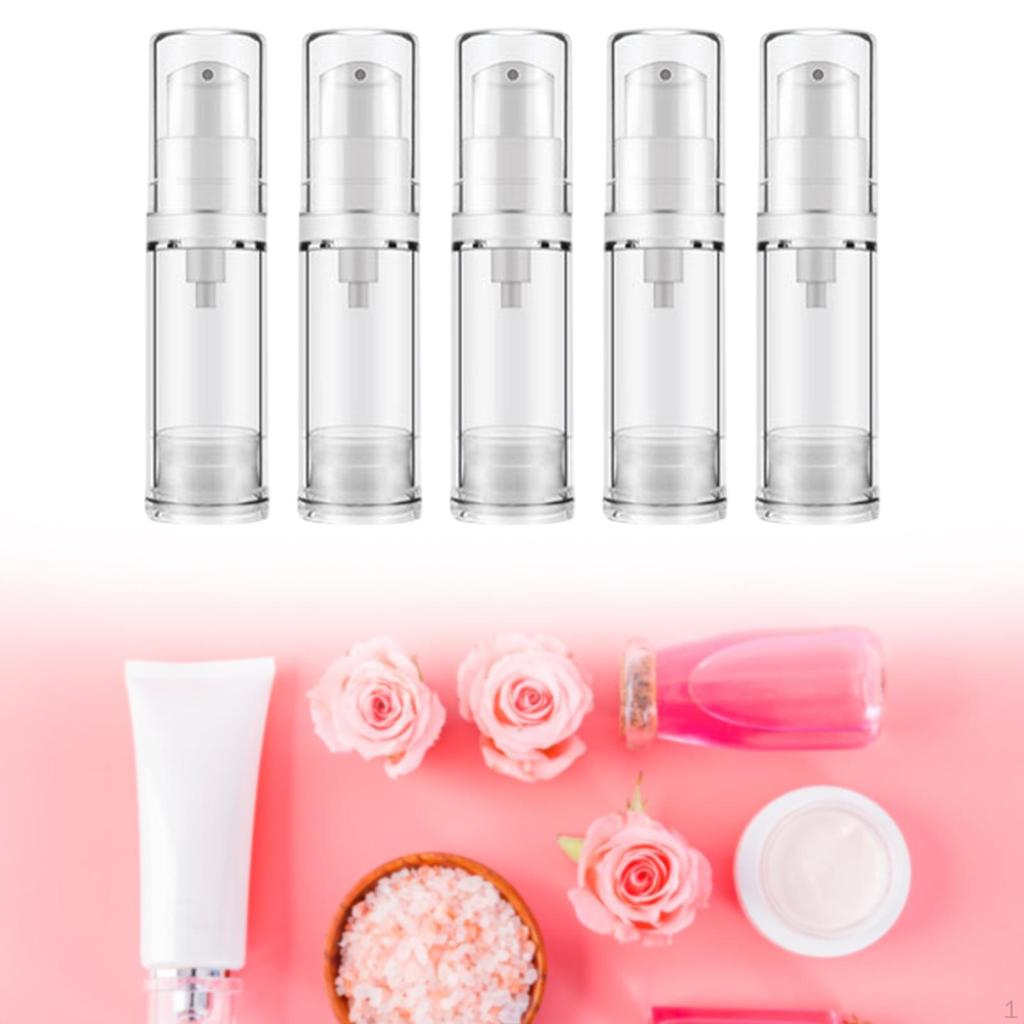 5 Pack Clear Pump Dispensers for Liquids, Refillable Containers Hair Oil And Lotion