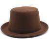 Roll Brim Fedora Hat for Adult Fashion Solid Color Panama Hat Magician Cap Wool Hat Cosplay Costume Unisex Flat Top Hat