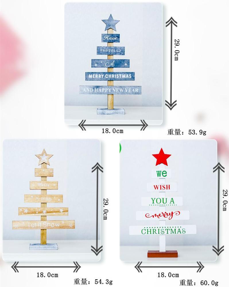 Mini Wooden Merry Christmas Tree Desk Table Decor Pendants Xmas Tree Ornaments Christmas Decoration Happy New Year Home