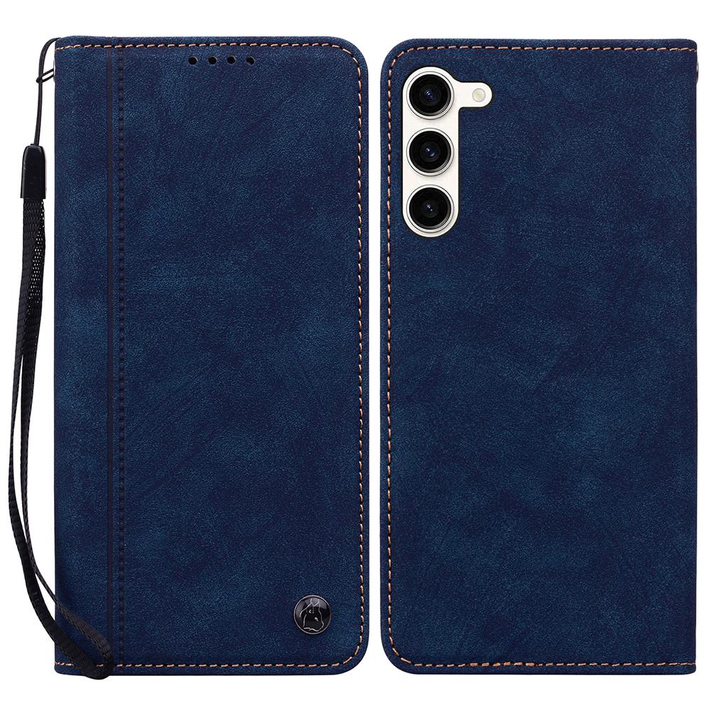 For Samsung Galaxy S23+ Case Lines Pattern Wallet Leather Phone Cover with Strap
