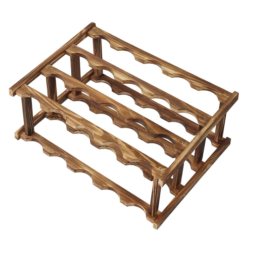 Wine Rack Pine Wood Wine Bottle Storage Shelf Display Organizer Decor for Countertop Home 4 Layer