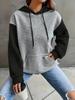 Women's Color Block Patchwork Hooded Pullover Sweatshirt - Autumn/Winter Fashion