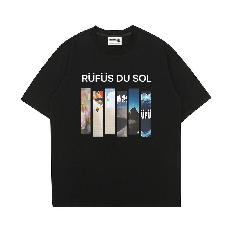 Rufus Du Sol Merch Tour 2026 Grafiken Kurzarm T-Shirts Herren Frau Vintage Streetwear T-Shirt Baumwolle Lässig Rundhals Oberteile Unisex S