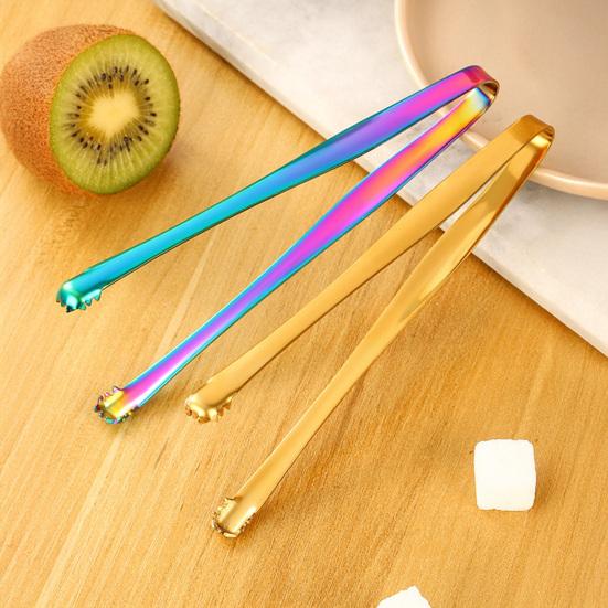 huaqianguhh Stainless Steel Ice Clamp, with Anti-Slip Serrated, Multi Purpose Serving Utensil, for Cubes Sugar Coffee Bar Use