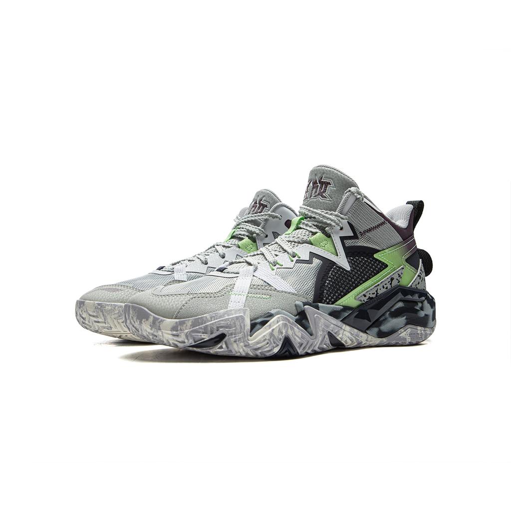 Li Ning Kids Basketball Synthetic Leather Fashion Sports Simple Non-Slip Wear-Resistant Rebound Support Mid-Top Kids Basketball Shoes YKBV012-9