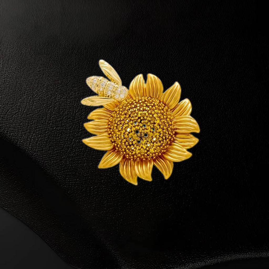 Sunflower Honeybee Brooch Alloy Jewelry With Secure Lock Clasp For Women Fashion Accessories Wedding Party Daily Wear