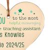 Wooden Heart Plaque Teacher Gift Heart Shape Hanging Decoration Thank You Gift for Teachers Nursery Preschool Childminder
