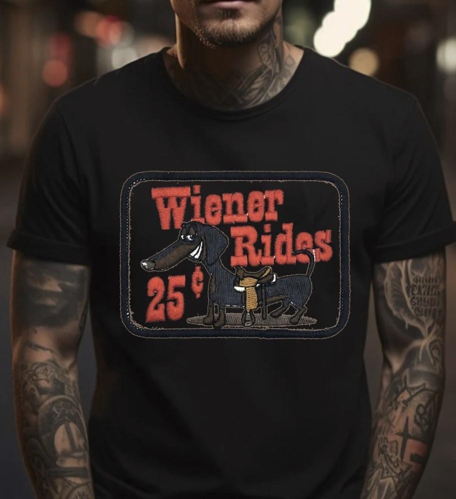 Wiener Rides Black T-Shirt, S-5XL Unisex T-Shirt M